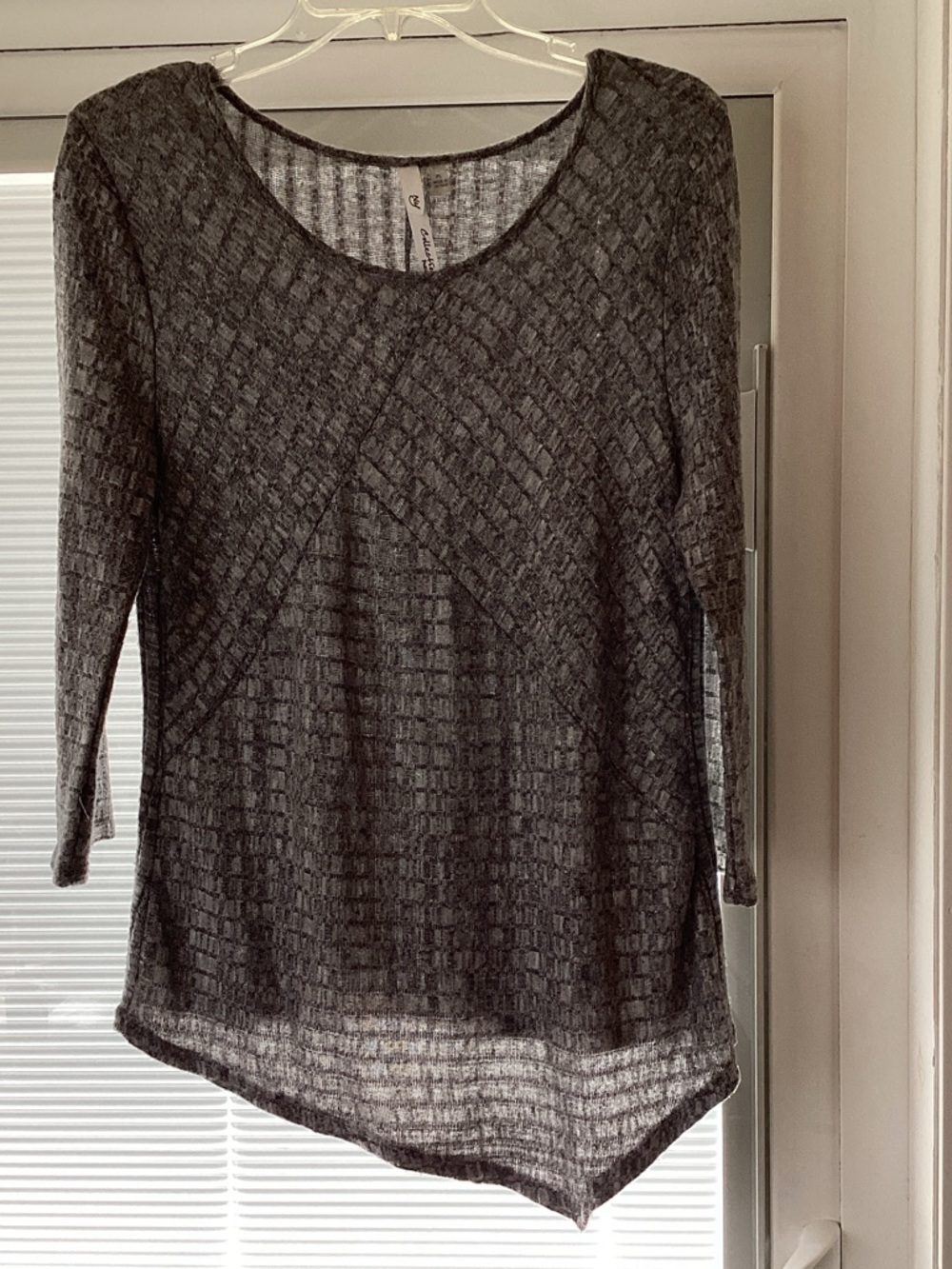 NY Collection Charcoal Gray Knit Long-Sleeve Tunic